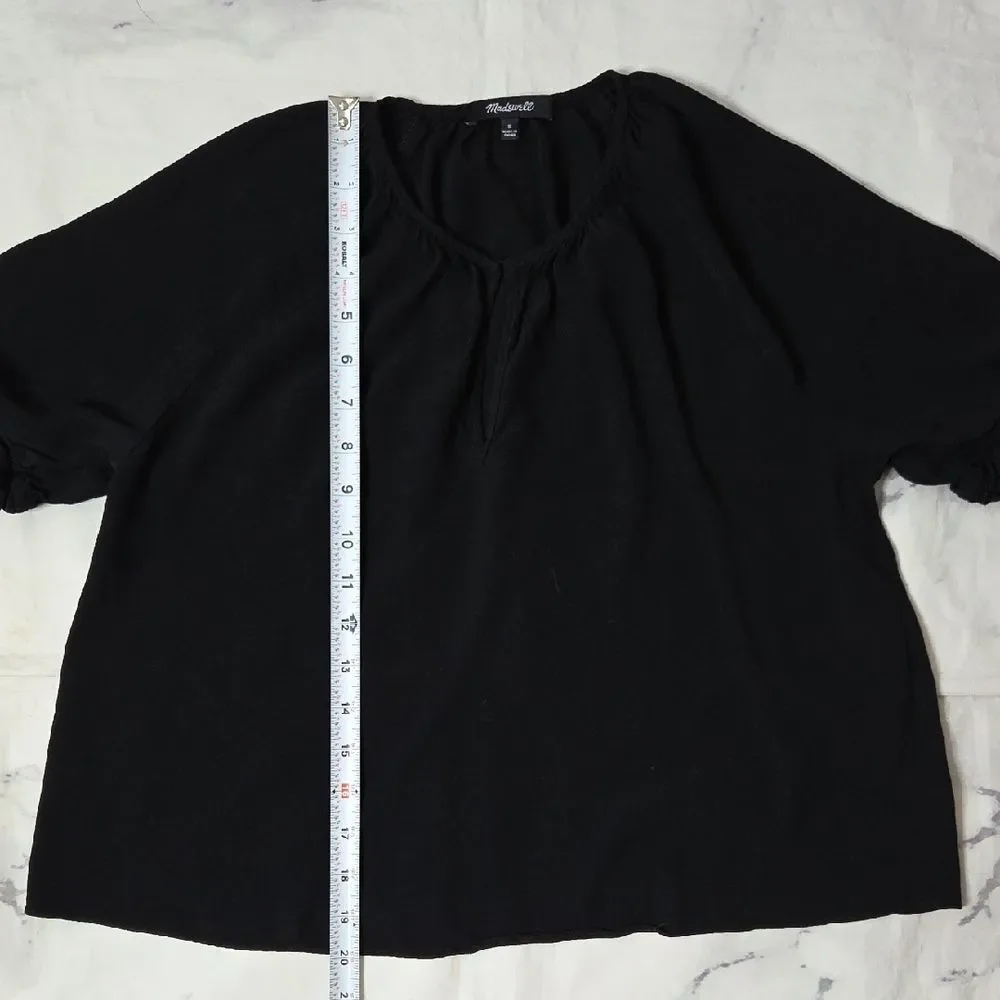 Madewell Black Short Puff Sleeve Blouse